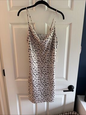 Lola + Grace Cream Mini Slip Dress with Black Spot Print